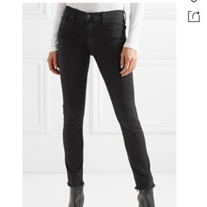 Nili Lotan Frayed Mid-Rise skinny jeans in black